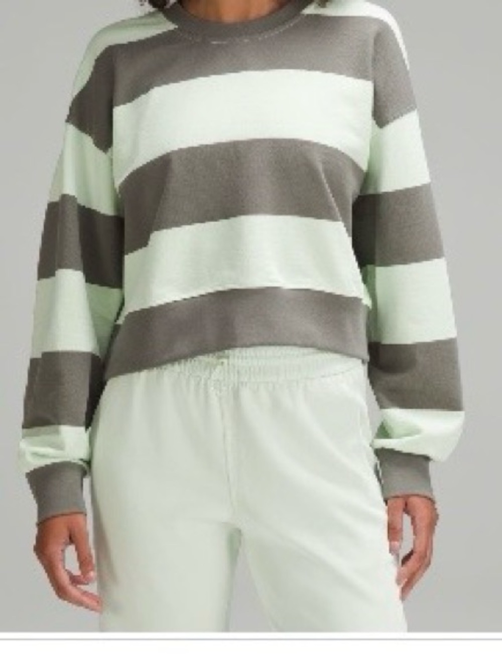 lululemon athletica Mint and Gray Wide-Stripe Crewneck Sweater